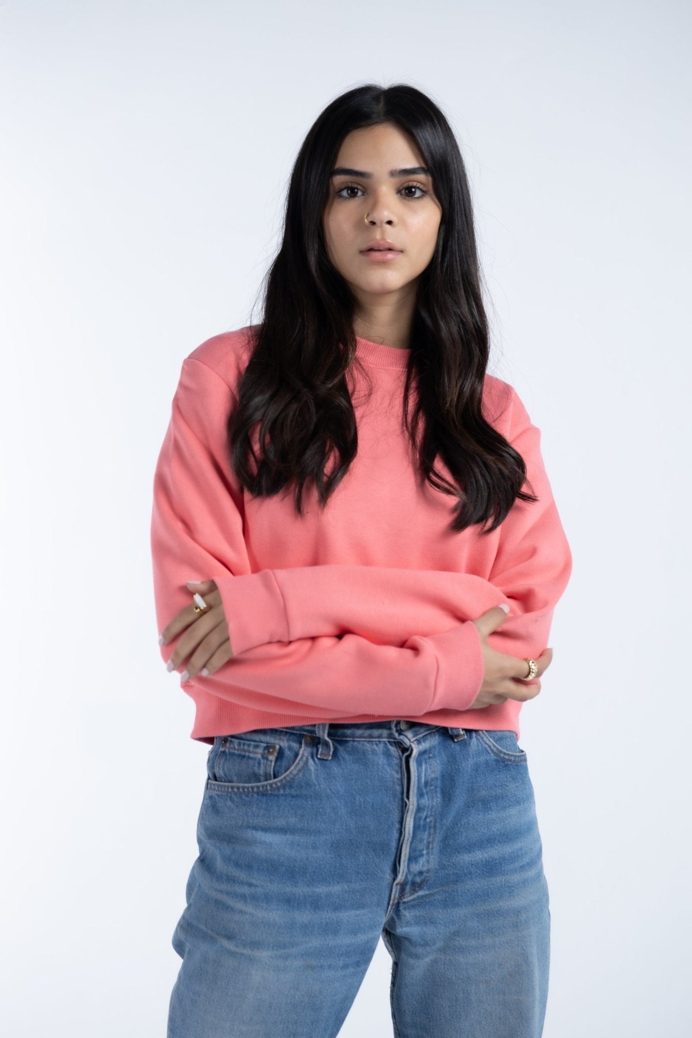 Long Sleeve Crop Top - Coral Pink - Hatchill Main image