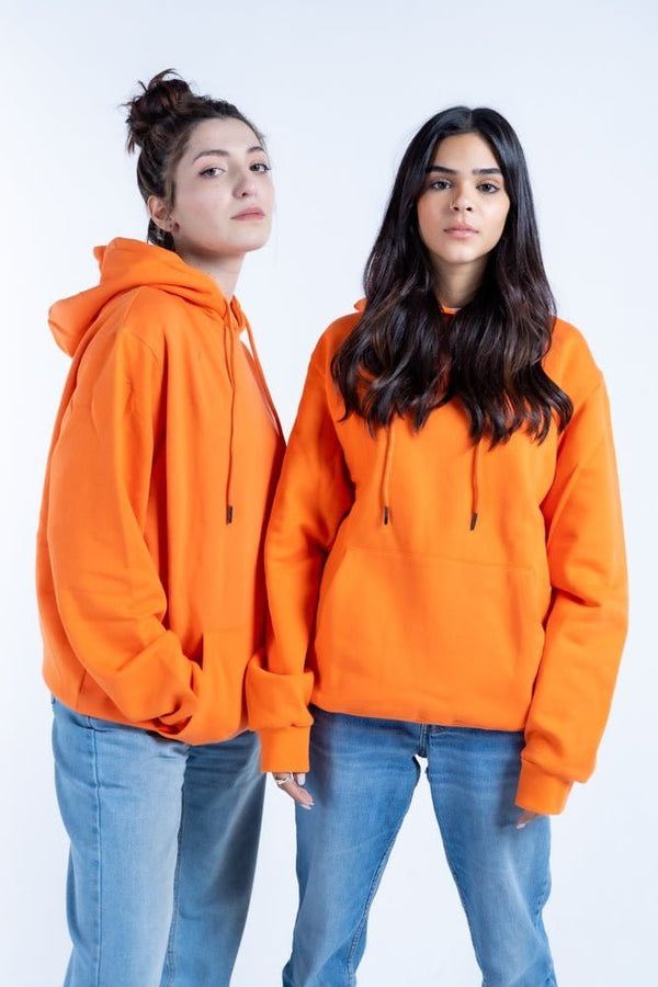 Oversize Orange Plain Hoodie - Unisex - Hatchill