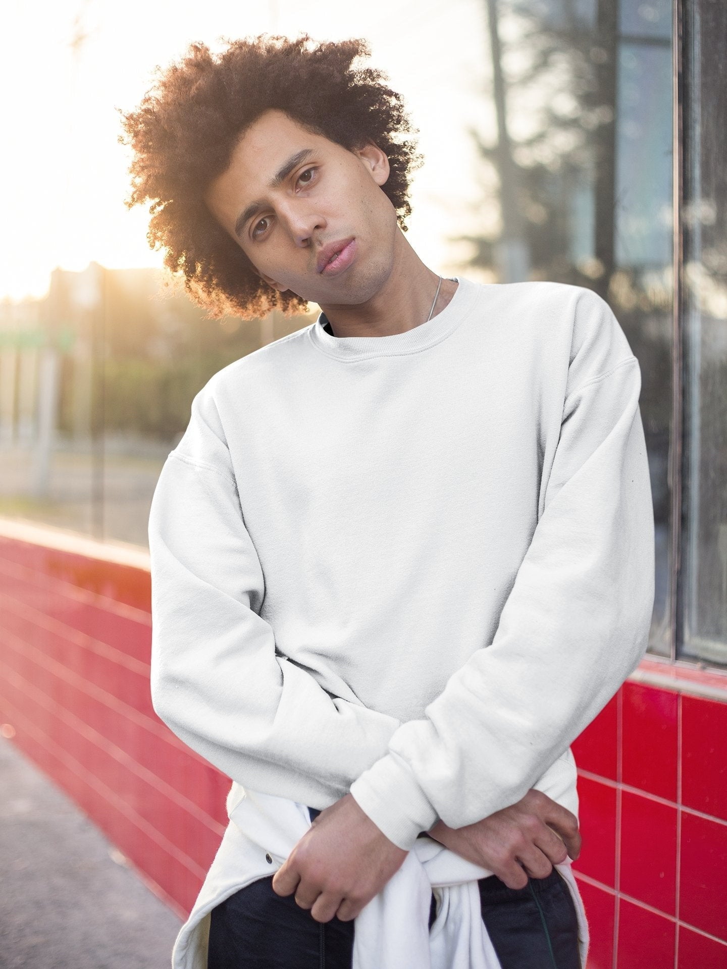 white Plain Sweatshirt - Unisex Secondary image
